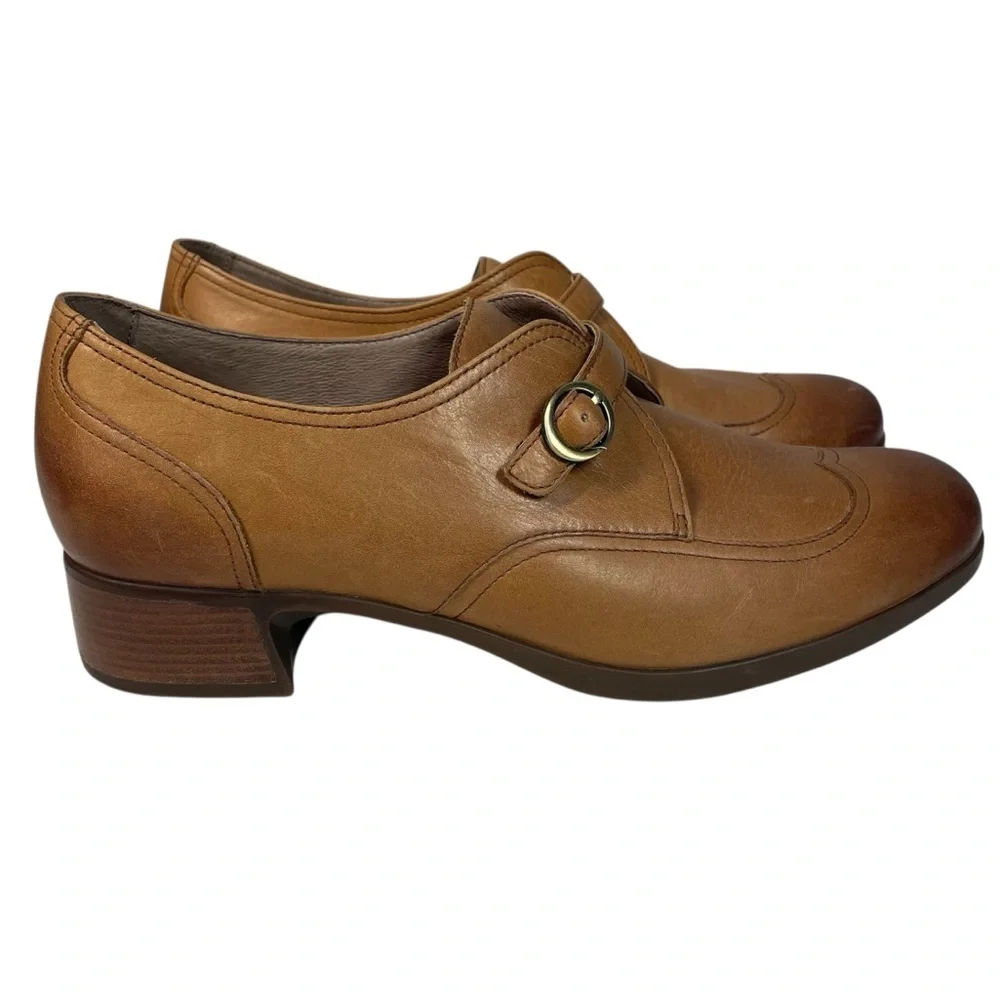 Dansko Livie Wingtip Oxford Shoes Womens 41 11 11.5 Monk Strap Tan Nappa Leather - Picture 3 of 7